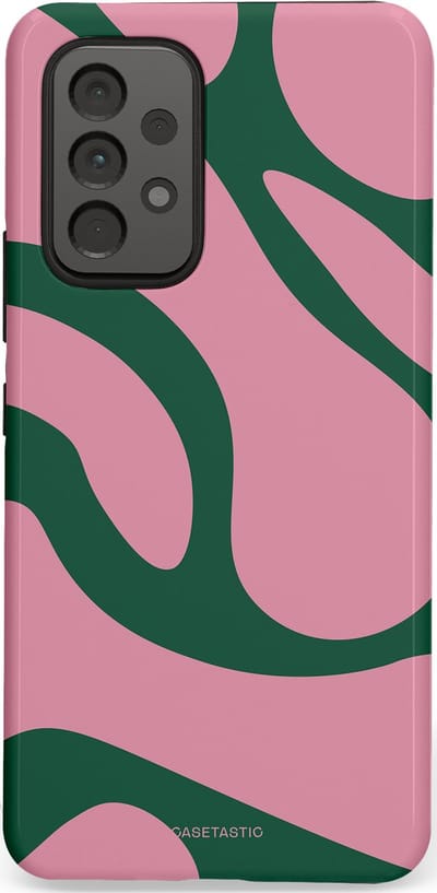 Casetastic hoesje geschikt voor Samsung Galaxy A53 (2022) 5G - Dubbellaagse bescherming - Groen Roze Dansende Vormen - Fashion Case - Lichtroze Donkergroen