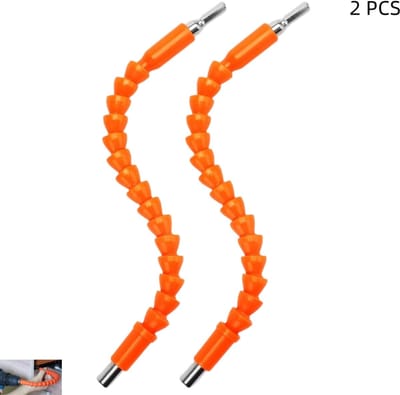 2 stuks - Schroevendraaier zachte assen - 360 graden draaibare boorverlenger - universele booraansluiting - geschikt voor elektrische boorbits - oranje - 29.5cm