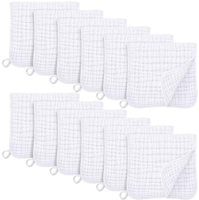 Mousseline spuugdoeken voor baby - 100% katoen, extra zacht en absorberend - 12 stuks - 50 x 20 cm