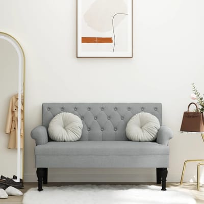 vidaXL - Bankje - met - rugleuning - 120x62x75,5 - cm - stof - lichtgrijs