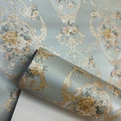 Engelse bloemen behang 95505-3 Groen Satijn Creme