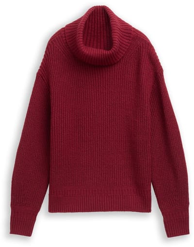 Tom Tailor - Losvallende coltrui - Maat XL - rumba red melange