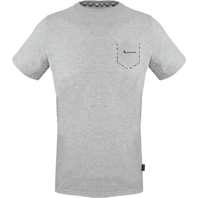 Aquascutum geruit grijs T-shirt met zakafwerking