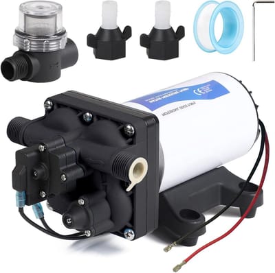 Waterpomp 12V - Diaphragma pomp - Watersysteem camper - Automatische drukschakelaar - 17 L/min - Zwart