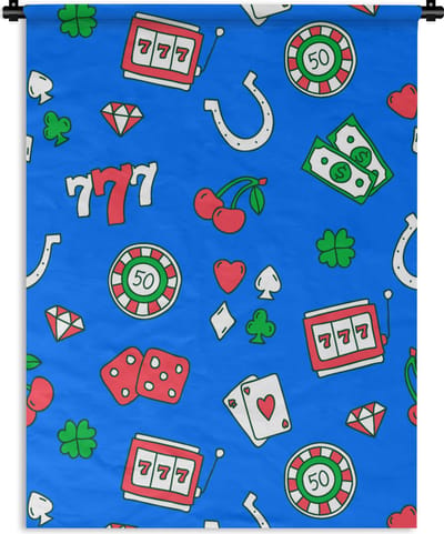 Wandkleed - Wanddoek - Patronen - Casino - Gokkast - Poker - 90x120 cm - Wandtapijt