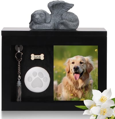 Dailygoods- Hondenurn handgemaakt - Houten urn - Herdenkingsfiguur - Ascontainer - Vochtbestendig - Afmetingen 24x14x18 cm - Dierenurn