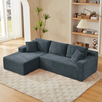 MODENUIT Hoekbank - Modulaire 3-Zits Met Chaise Longue - Voor Woonkamer En Appartement - Schuim En Veren - Donkergrijs