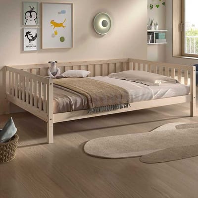 Vloerbed Dallas - 140x200cm - Massief Dennenhout - Vipack - Floor_bed - Bruin - Hout Eenpersoons Floor_bed