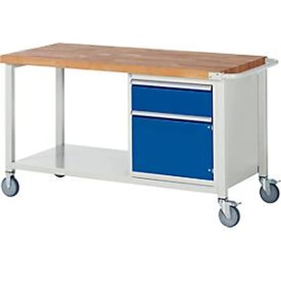 Werkbank serie 8152, verrijdbaar, met schuiflade, B 1500 x D 700 x H 880 mm