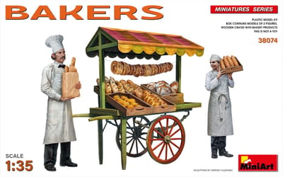 MiniArt Modelbouwpakket Militaire voertuigen - 38074 Bakkers - 2 Figuren - Kratten met bakkerij producten Plastic - 1:35 - Modelbouw