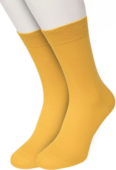 Bonnie Doon Basic Sokken Dames Geel maat 36/42 - 2 paar - Basis Katoenen Sok - Gladde Naden - Brede Boord - Uitstekend Draagcomfort - Perfecte Pasvorm - 2-pack - Multipack - Effen - Fel Geel - Eigeel - Egg - OL834222.219