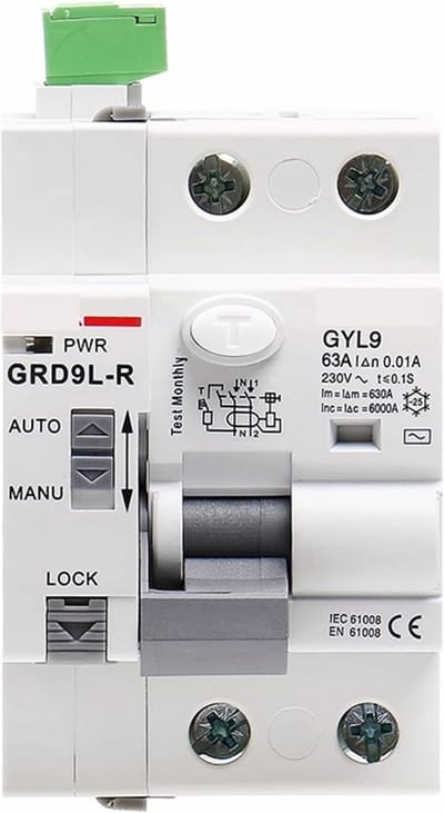Aardlekautomaat - Stroomonderbreker - Elektrische Veiligheid - Automatische Heractivering - 2P 40A - Grijs