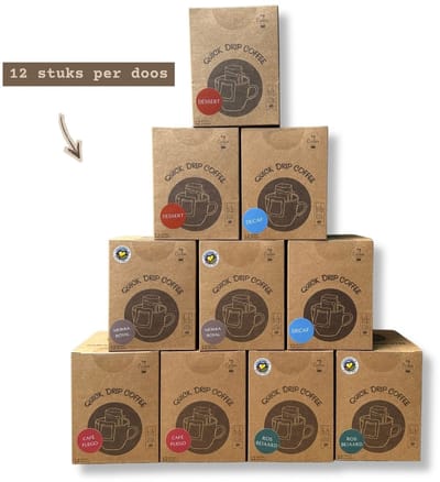 Quick Drip coffee - individueel verpakte koffiefilters - mix 120 stuks - 5 soorten