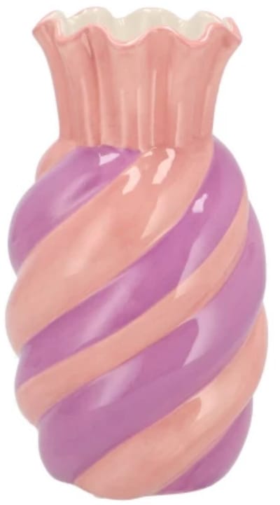 DK Design Bloemenvaas Sweety - boeket vaas - keramiek - roze/paars- 13 x 23 cm - snoepjes vaas
