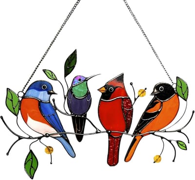 Decoratieve vogel - wandversiering - metaal - voor raamdecoratie slaapkamer- tuin- balkon- wanddecoratie (4 vogels)