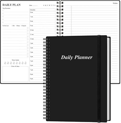 Ongedateerde Dagplanner B5 - Spiraal To Do Lijst & Urenschema Planner (Zwart)