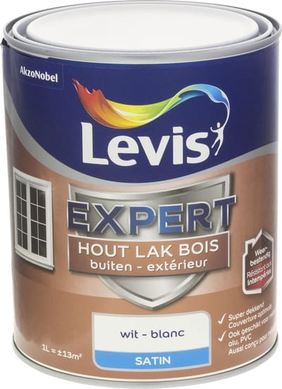 Levis - Expert Hout Lak Buiten Satin - Wit - 1 L