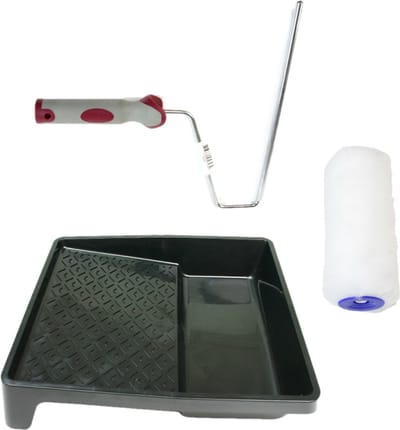Verfroller anti spat lakroller profi schilderset met softgrip beugel en verfbak 18 cm