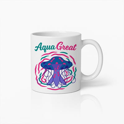Aqua Great Kwallen Mok 330ml – Levendige Oceaan Geïnspireerde Koffiebeker – Uniek Cadeau voor Zee- & Marineliefhebbers – Artistiek Onderwater Ontwerp