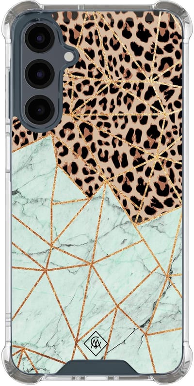 Casimoda® hoesje - Geschikt voor Samsung Galaxy A16 - Luipaard Marmer Mint - Shockproof case - Extra sterk - TPU/polycarbonaat - Multi, Transparant