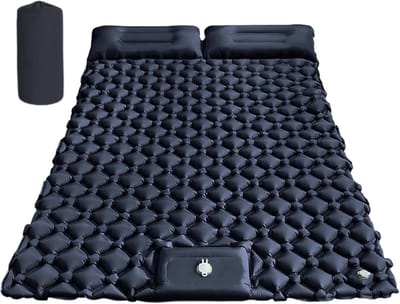 Dubbele Slaapmat - Kampeerbed Buiten - Kamperen en Wandelen - Ingebouwde Voetpomp - 190x120x5cm - Zwart