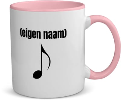 Akyol - muzieknoot met eigen naam koffiemok - theemok - roze - Muzieknoot - muziek liefhebbers - iemand die houdt van muziek - verjaardag - cadeau - kado - 350 ML inhoud