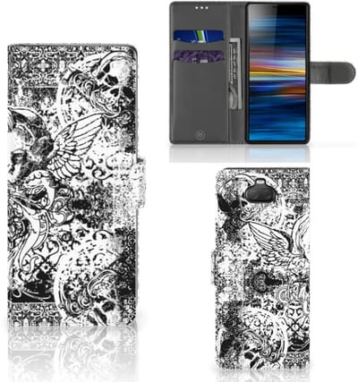 Book Case voor Telefoonhoesje met Naam Sony Xperia 10 Skulls Angel