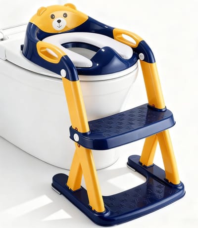 Dailygoods- Toiletbril voor Kinderen - 2-in-1 Wc-bril - In Hoogte Verstelbaar - Opvouwbaar - Antislip Treeplank - Gevoerde Zitting - Kindertoilet
