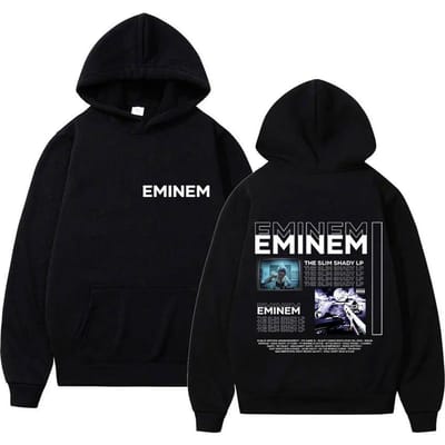 Rapper Eminem The Slim Shady LP Nieuwe Album Merch Hoodie Heren Retro Stijl Hip Hop Sweatshirt Y2K Popmuziek Lange Mouw Hoody S zwart