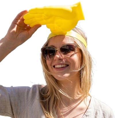 Grappige Handvormige Zon Hoofdband - Creatieve Palm Zomerhoed - Voor Dames En Heren - Quirky Zonneklep Voor Buitenfeesten En Strand - Verstelbare Hoofdomtrek 50-55 cm - Geel