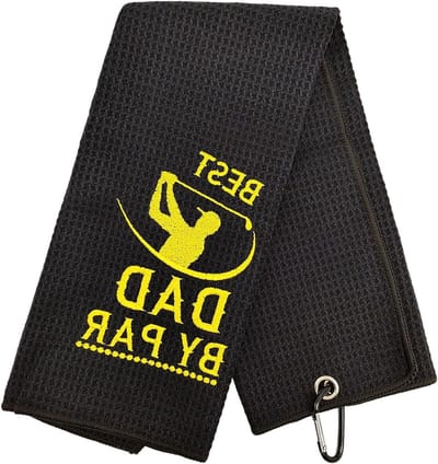 Grappige Golfhanddoek voor Vader, Perfecte Cadeaus voor Golf Enthousiastelingen, Ideaal voor Verjaardag, Kerst en Pensioen, Inclusief Clip en Zwart Design