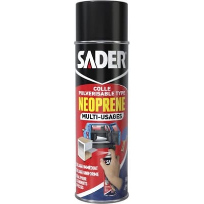 Colle aérosol néoprene multi-usages - SADER - Extra forte - Tous matériaux - Prise immédiate - Bombe 500 ml