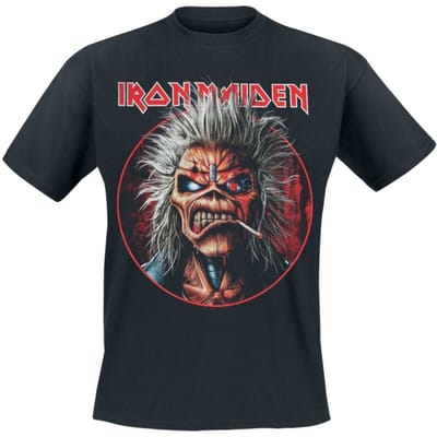 Iron Maiden T-shirt - Portrait Eddie Circle - S tot M - voor Mannen - zwart