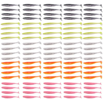 100 stuks Zachte Vis Lokken Levensechte Peddelstaart Fluorescerende Reflectie Rubber Zwembaars voor gray
