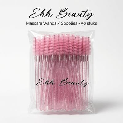 EHH BEAUTY -50 Stuks Roze glitter Make-Up Wimpers Borstels Voor Wimper Extension - Mascara Applicator Wands - Siliconen Wegwerp Mascara Borstel Make Up kwasten