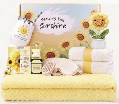 Cadeauset Voor Vrouwen Luxe & Stijlvol Zonnebloem Design – Cadeau Voor Vrouw Compleet Verjaardagscadeau Met Decoratie & Accessoires – Geschenkset Elegant & Betekenisvol