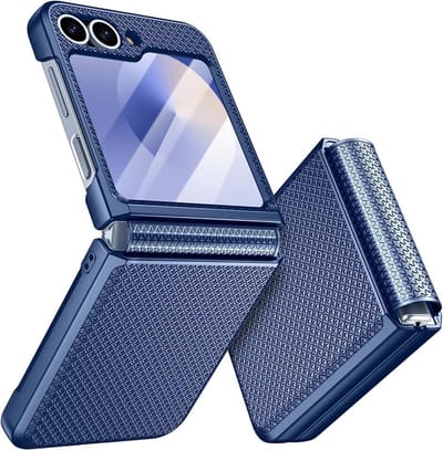 Hoesje voor Samsung Galaxy Z Flip 6/Flip 7 FE [Niet voor Flip 7] met schermbeschermer en scharnierbescherming, slanke pasvorm stijlvolle textuur, antislip, hard, schokbestendig beschermhoesje