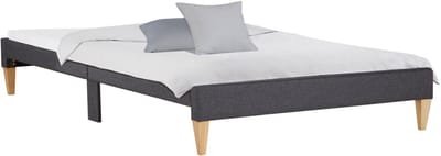 Homestyle4u Eenpersoonsbed - 90x200cm - Gestoffeerd bed - Grijs