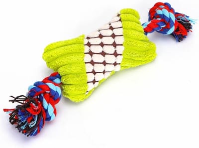 Nobleza Hondenspeelgoed - Speeltouw Hond - Flostouw Hond - Trektouw Hond - Piepspeelgoed - Katoen en Pluche - 25 cm - Groen