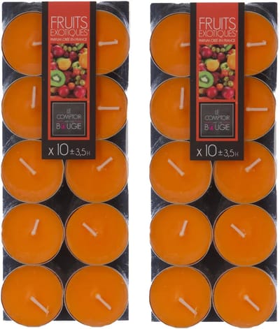 Atmosphera Geurtheelichtjes - 20x stuks - Exotisch Fruit geur - was/paraffine - 3,5 branduur