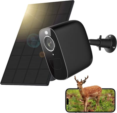 Buitencamera met Zonnepaneel - 4G Beveiligingscamera - Huis en Tuin - Dubbele Audio - 4 MP - Zwart