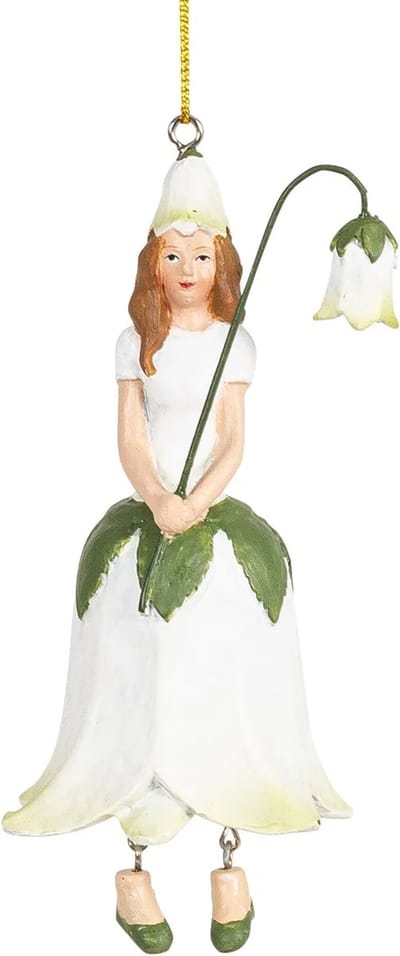 Bloemenmeisje hangend "Klokjesbloem wit"
