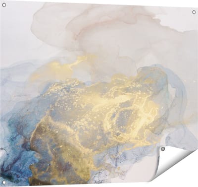 Gards Tuinposter Abstracte Kunst van Grijze Gouden Marmer - 100x80 cm - Tuindoek - Tuindecoratie - Wanddecoratie buiten - Tuinschilderij