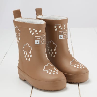 Grass & Air | Kleur Veranderende Kinder Regenlaarzen | Winter | Fudge Brown | Maat 23 (UK6)