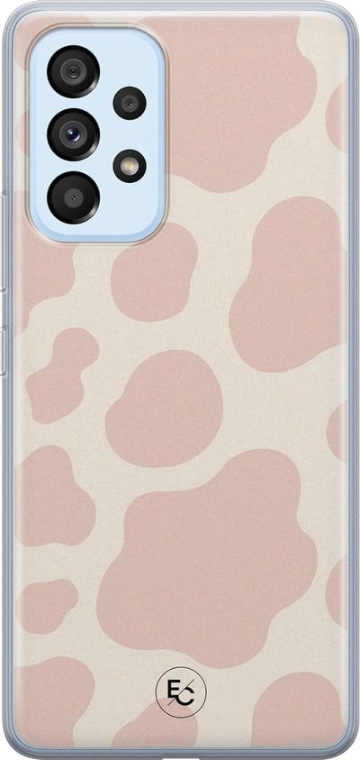 Hoesje geschikt voor Samsung Galaxy A53 - Koeienprint roze - Soft Case - TPU - Print - Roze - ELLECHIQ