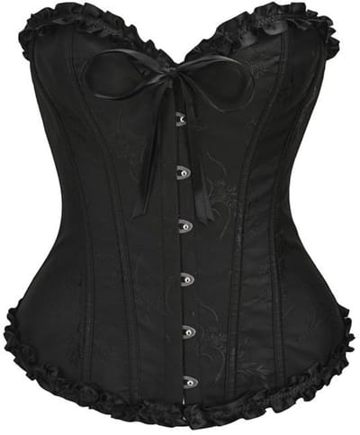 Dames Off-Cuff Hartvormig Korset - Zwart - Push-Up Korset - Vintage Middeleeuws - Strikband Taille met Subtiel Bloemenpatroon - Korset Top - Verbetert Rondingen en Biedt Buste Ondersteuning - Ontwerp - Zwart