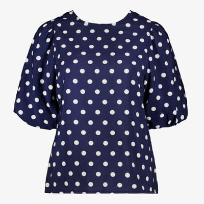TwoDay dames top met polkadots blauw - Maat M