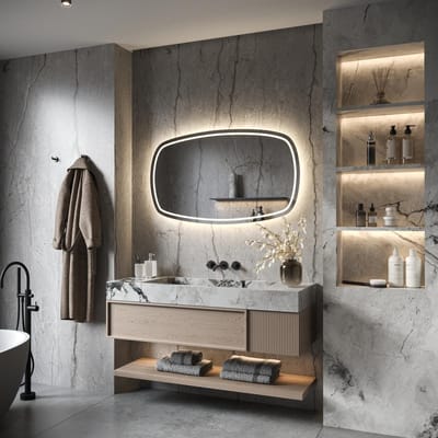 HIPP Design Phantom Deens Ovale LED spiegel 100 x 65 cm - Directe + Indirecte LED - Spiegelverwarming - Kleurenwissel - Touch Dimmer