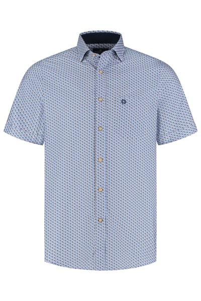 Fellows United Fellows United Korte Mouw Overhemd Birds Mid Blue  2XL
