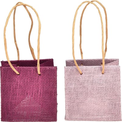 Cadeautasje met handvatten in bordeaux roze 10,5 cm 8 st, 8 Stück